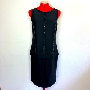 Magaschoni Collection Silk Black Sleeveless Beaded Dress- Size 6-  like new